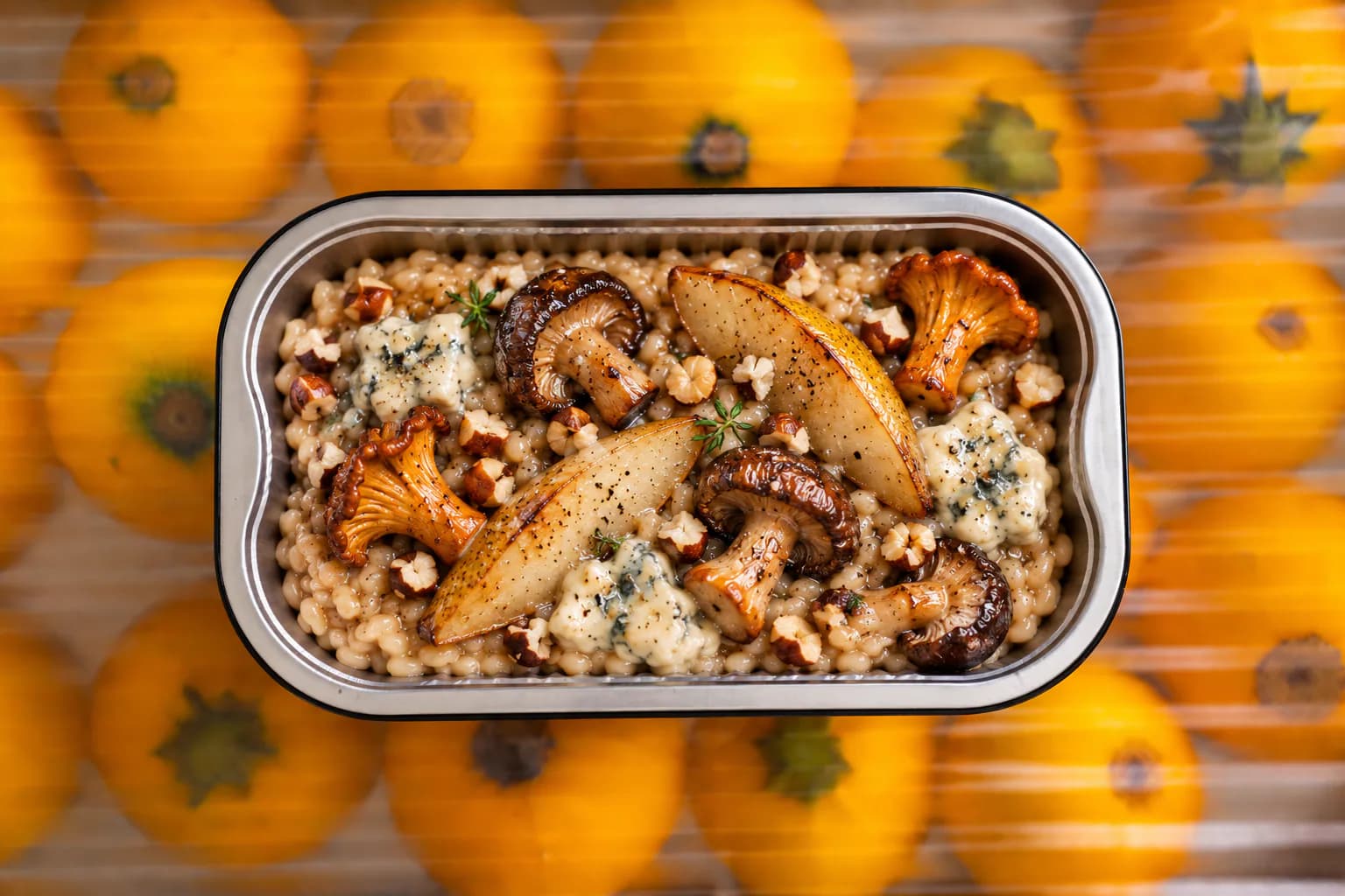 Risotto aux champignons des bois, poire et gorgonzola